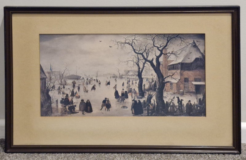 1970 AVERCAMP PRINT - DUTCH ICE SKATING WINTER SCENE - PRINTED IN ENGLAND Carousel 1