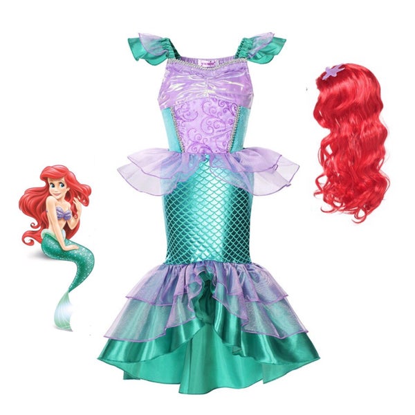 4-7-8-9-10y Ariel Mermaid costume & Wig Carousel 1