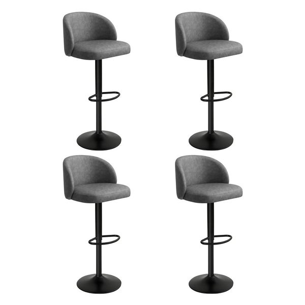 Levede 4x Bar Stools Gas Lift PU Leather Footrest Swivel Adjustable Kitchen Carousel 1