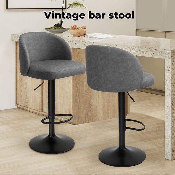 Levede 4x Bar Stools Gas Lift PU Leather Footrest Swivel Adjustable Kitchen Carousel 2