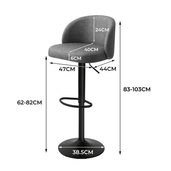 Levede 4x Bar Stools Gas Lift PU Leather Footrest Swivel Adjustable Kitchen Carousel 10