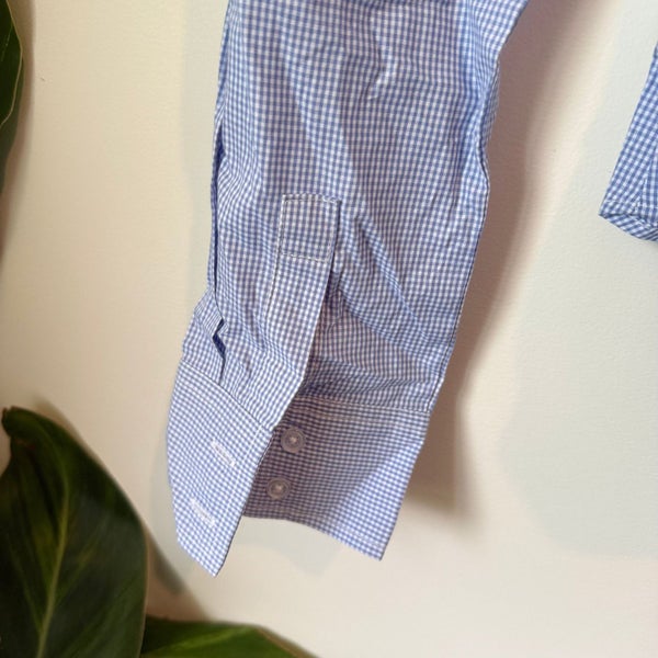 GLASSONS Gingham Button-Down Shirt - Blue/White - Size 14 Carousel 6
