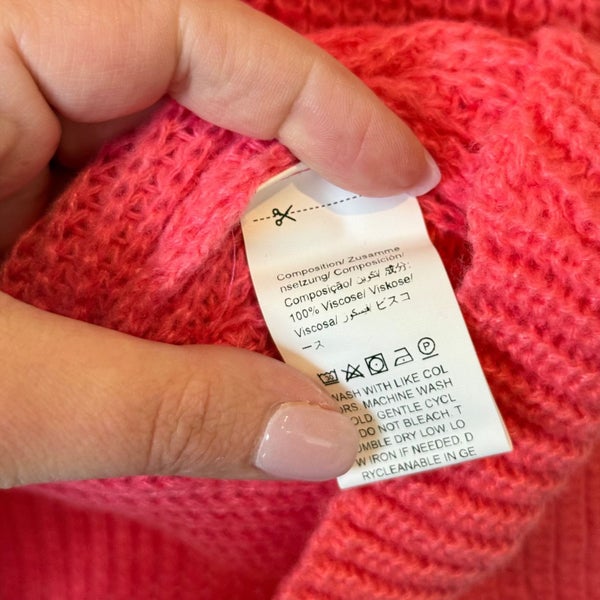 SHEIN Chunky Viscose Knit Sweater - Bright Pink - Size L Carousel 5