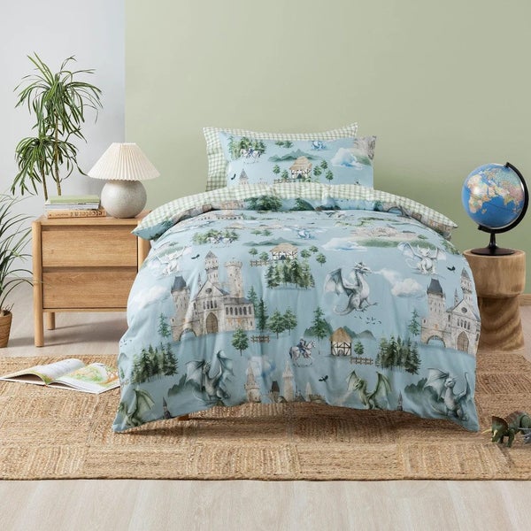 Dragon Dreams Mist Duvet Cover Set by Squiggles Carousel 1