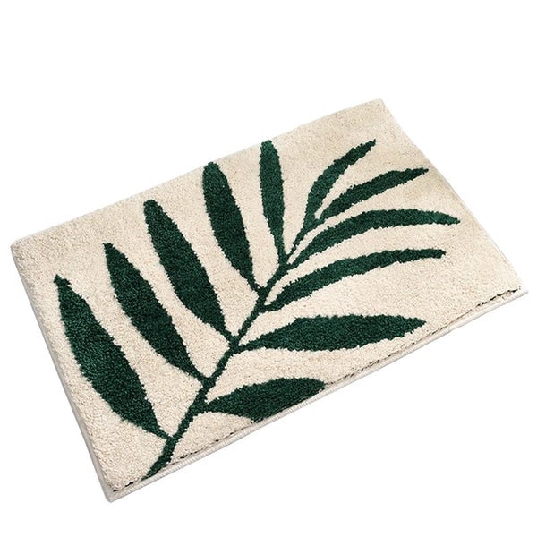 Hod Health & Home Green Leaves Non-Slip Microfibre Soft Bath Mat Carousel 1
