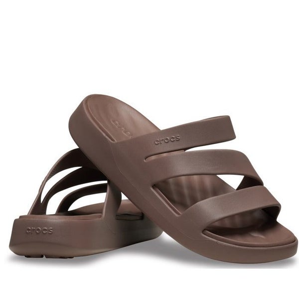 Crocs Womens Getaway Strappy Truffle Brown Slide Carousel 1