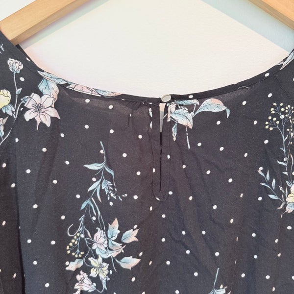 Katies Black Floral & Polka Dot Viscose Dress - Size 8 Carousel 6