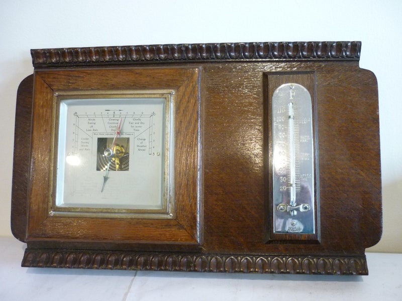 BAROMETER + THERMOMETER. VINTAGE . MADE IN ENGLAND Carousel 1