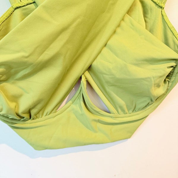 SHEIN Light Green Criss-Cross Halter Crop Top - Trendy, Size L Carousel 2