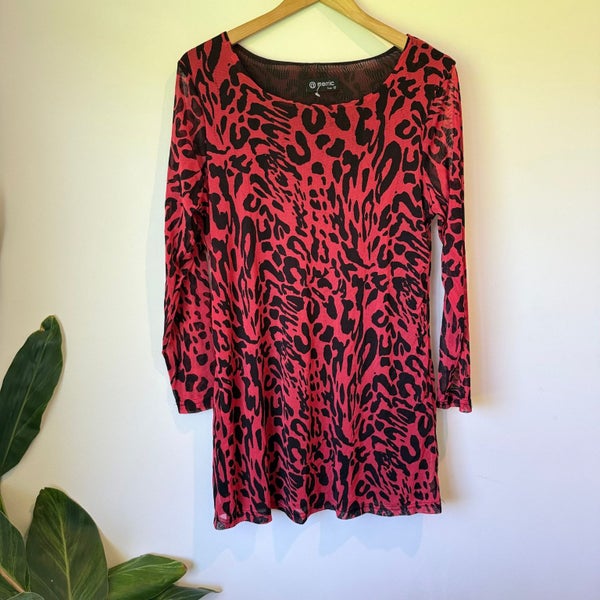 Merric Red & Black Leopard Print Dress - Size 12 Carousel 1