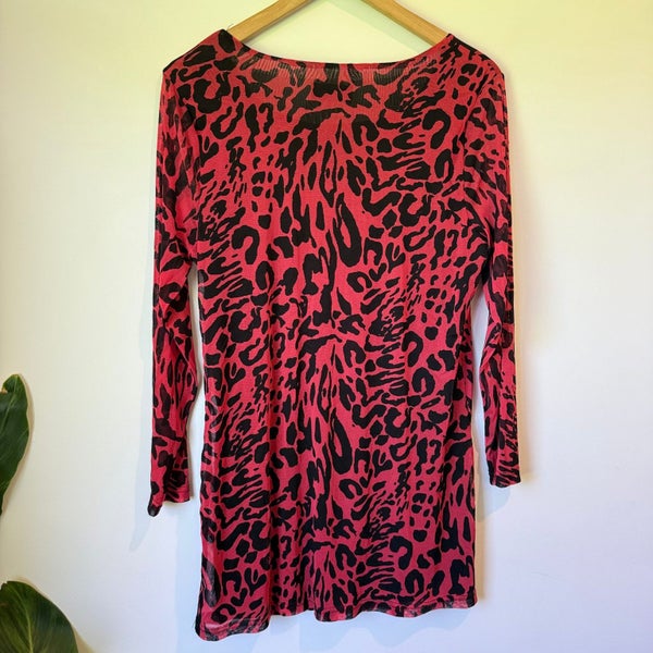 Merric Red & Black Leopard Print Dress - Size 12 Carousel 2