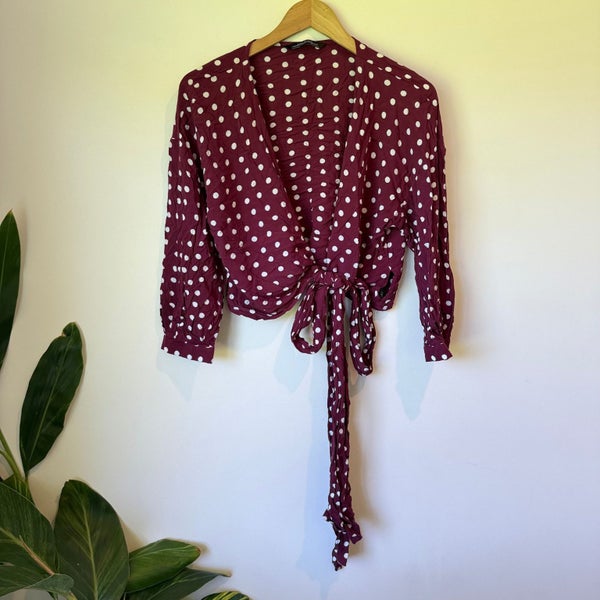 Zara Woman Polka Dot Wrap Tie Size M Carousel 1