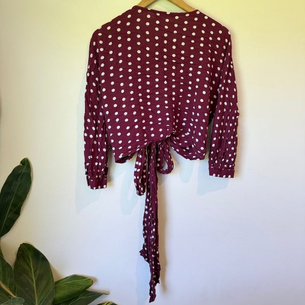 Zara Woman Polka Dot Wrap Tie Size M Carousel 2