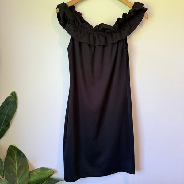 Free 2B U Black Ruffled Off-Shoulder Dress in Size 12 Carousel 1