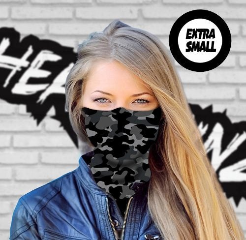 Headskinz Smallheads XS Neck Gaiter - Camo Grey Carousel 1