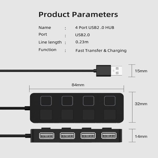 Hod Health & Home Usb 4-Port Hub Multi-Usb Splitter Extender Carousel 2