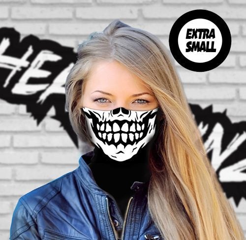 Headskinz Smallheads XS Neck Gaiter - Classic Biker Skull Carousel 1