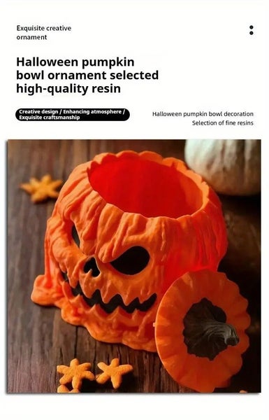 NNETM Halloween Pumpkin Candy Bowl Resin Decor Carousel 8