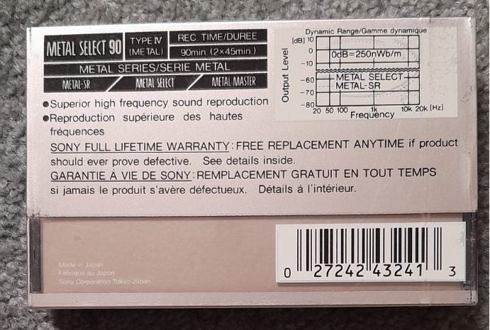 Sony Metal-Select 90 min (Type IV) Blank Audio Cassette Tape (Japan new/sealed) Carousel 2
