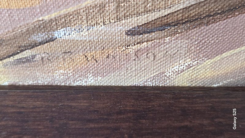 R B Watson (NZ Artist) ''Landscape" Oil on Board Painted (1965) Carousel 3