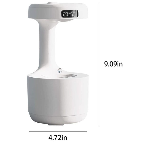 Anti-Gravity Droplet Rechargeable Humidifier Led Smart Display Clock White Carousel 2
