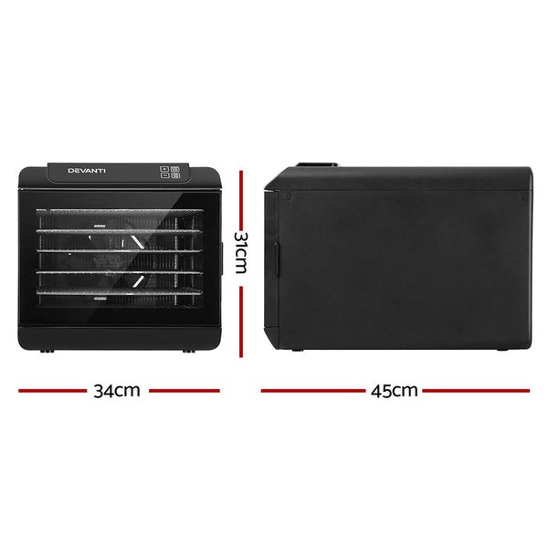Devanti 6 Tray Food Dehydrators Commercial Beef Jerky Maker Fruit Dryer Black Carousel 2