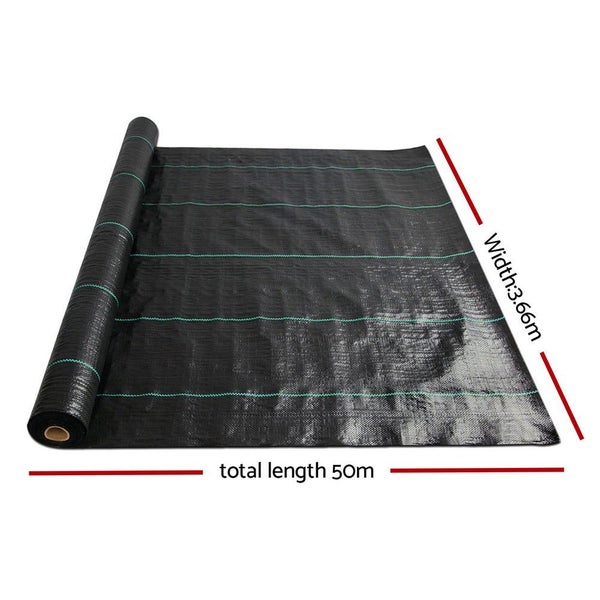 Instahut 3.66M X 50M Weedmat Control Mat Woven Fabric Gardening Plant Pe Carousel 2
