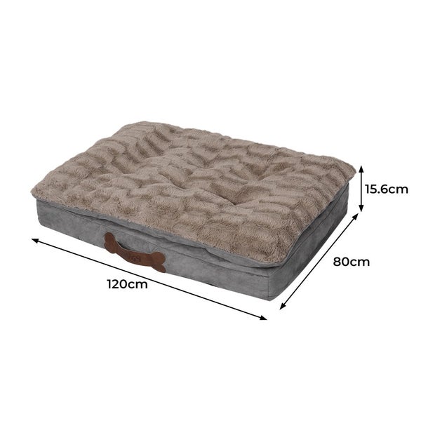 Pawz Dog Calming Bed Warm Soft Plush Comfy Sleeping Memory Foam Mattress Khaki S Carousel 2