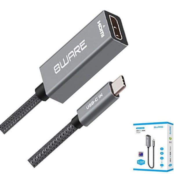 8ware 10cm USB-C to HDMI M-F Adapter Converter Cable for Laptop iPad MacBook Pro Carousel 2