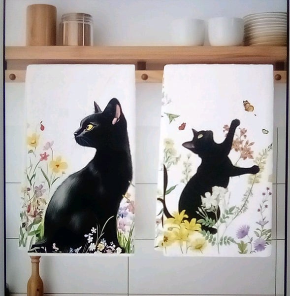 THE CATTAGE - Beautiful Cat Tea/Hand Towels Add Charm & Style To Your Home Carousel 1