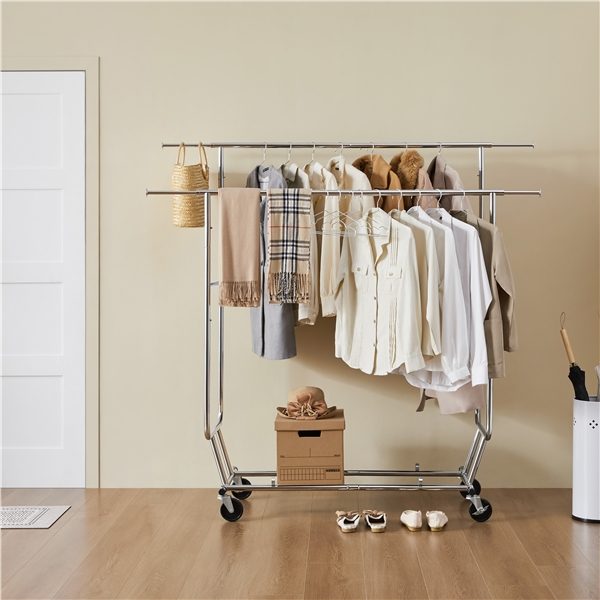 Heavy Duty Double Rail Adjustable Garment Rack Clothing Rack Carousel 10
