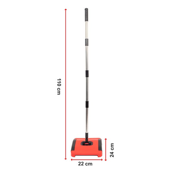 Sweep Carpet Floor Manual Light Sweeper Dual Rotating Brushes Carousel 2