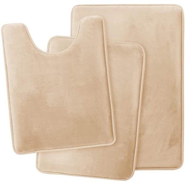Hod Health & Home Bath Mat Camel Non Slip Rug Set Bathroom Absorbent Washable Ca Carousel 1