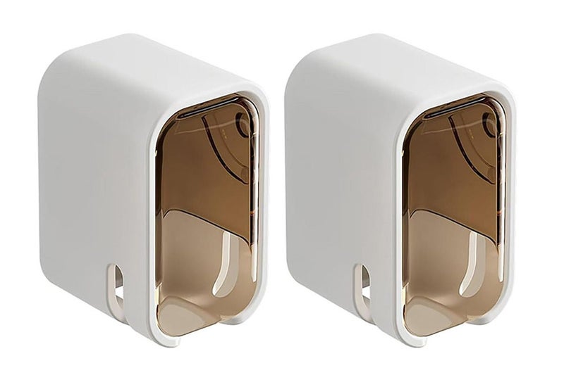 2Pcs Toothbrush Holders Wall Mounted Tooth Brush Holder with Cover -Grey Carousel 2