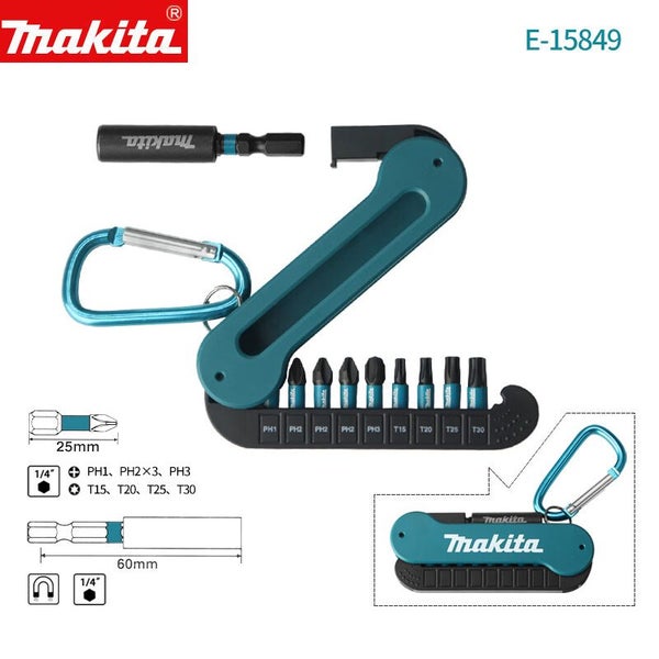 Makita E-15849 10PCS Impact Black Screwdriver Drive Bit Set Keychain Accessory Carousel 1