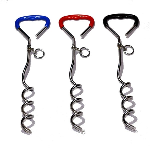 Yes4pets 2 X Pet Dog Puppy Chrome Plated Corkscrew Spiral Tie Out Stake Carousel 1