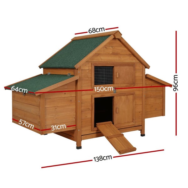 I.Pet Chicken Coop Large Rabbit Hutch House Run Cage Outdoor Carousel 2