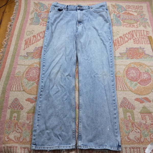 Y2k White Star Straight Baggy Denim Jeans Light Wash Blue Size 36 Pants Trousers Carousel 1