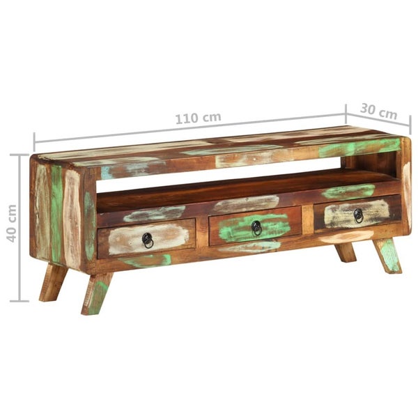 Vida Xl Tv Cabinet Multicolour 110X30x40 Cm Solid Reclaimed Wood Carousel 2