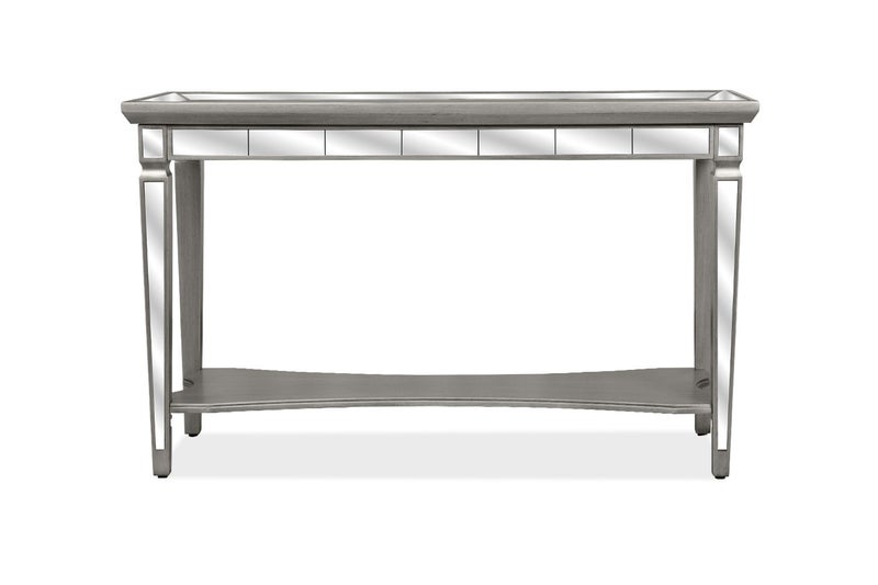 PALLIE Tempered Glass Top Segmented Mirror Console Table Carousel 2