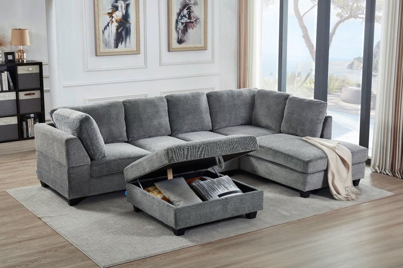 LIBERTY Premium Sectional Sofa (Grey) - Chaise Facing Right Carousel 2
