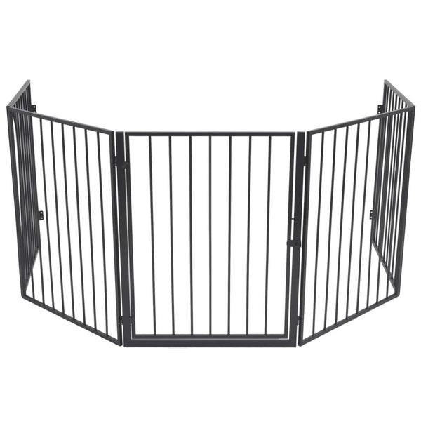 Vidaxl Steel Pet Fireplace Fence With Swing Gate For Safety Accessories Carousel 2