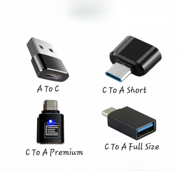 USB Type A to USB C Type C Charging Data Port Adapter Converter OTG Carousel 1