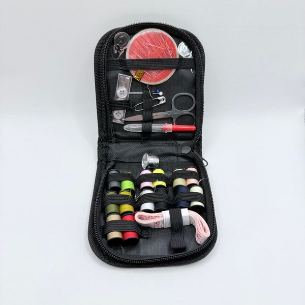 Portable Travel Sewing Kit in Black Zip-Up Case Carousel 1