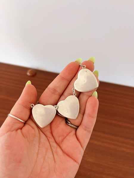 Vintage Stirling Silver Paua Heart Necklace Carousel 2