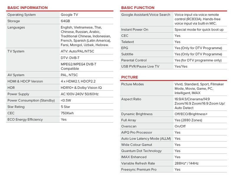 85" TCL TV C8K Premium QD-Mini LED64160892839169111