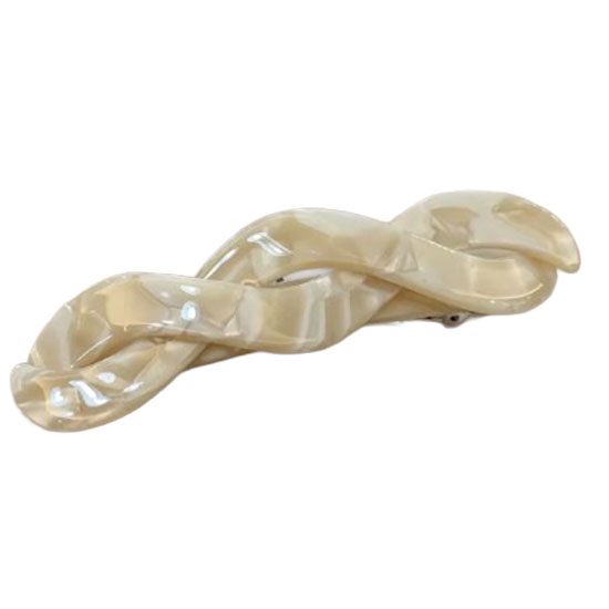 Braided Tortoise Shell Barrette "Presona" (Ivory) Carousel 1
