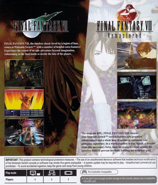 Final Fantasy VII & Final Fantasy VIII Remastered Switch Carousel 2