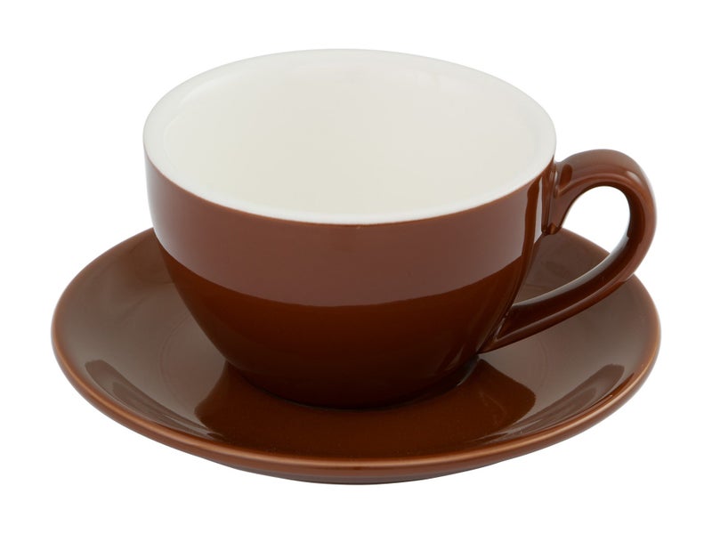200ml Cappuccino Cup & 14cm Saucer - Brown, Glazed Porcelain Carousel 1
