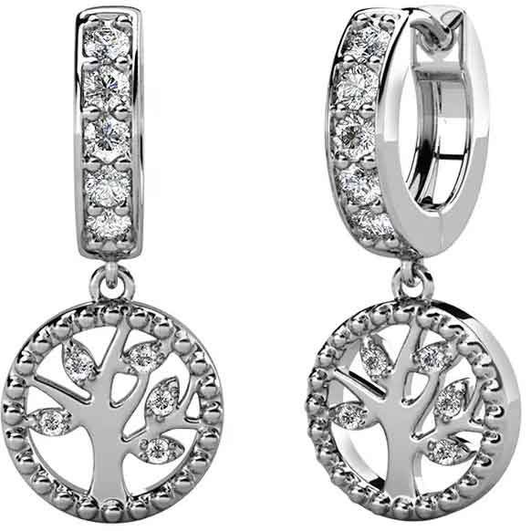 18K White Gold 'Tree of Life' Crystal Earrings "Aspen" Carousel 1